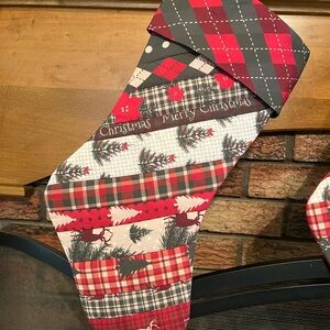 Handmade strip quilt Christmas stocking